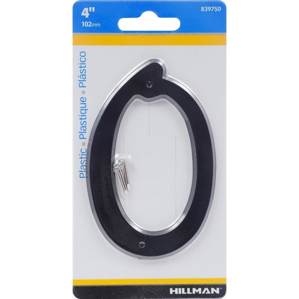 Hillman 4 in. Black Plastic Nail-On Number 0 1 pc, 10PK 839750